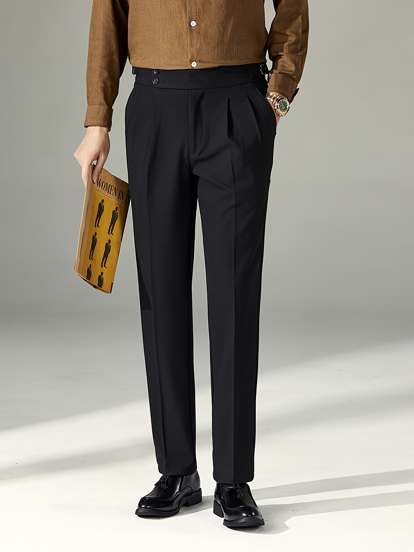 Men's versatile and comfortable straight-leg dress pants for business casual wear.