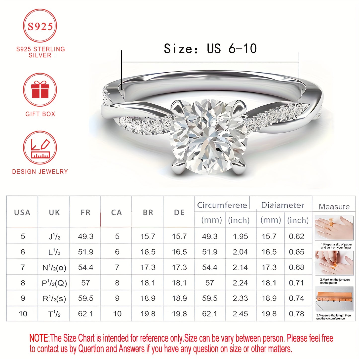 Elegant 925 Sterling Silver Ring for Women with Twisted Vine Design and Synthetic Cubic Zirconia, Perfect for Daily Wear, Ideal for Gift-Giving, Valentine's Day Gift Box Included.