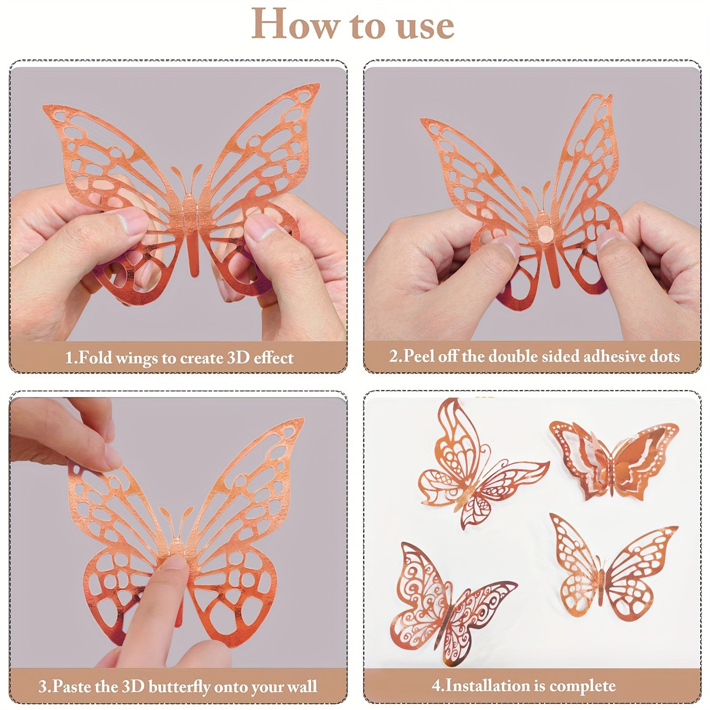 48 3D Butterfly Wall Stickers for Home Decoration and Parties