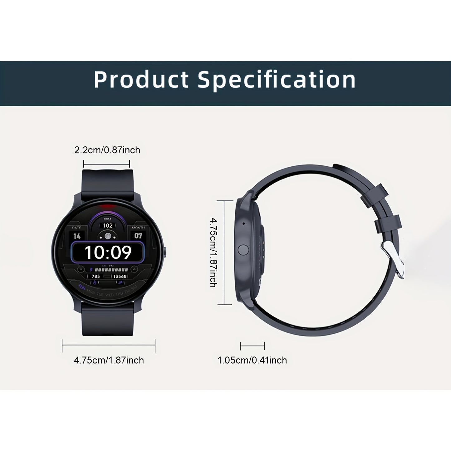 LIFEBEE 2024 Smartwatch - Touch screen, calls & texts, 100+ exercise modes, pedometer, USB rechargeable.