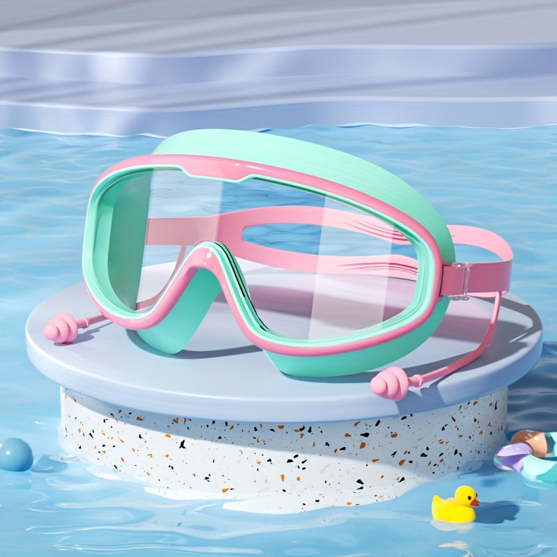 Large frame waterproof swimming glasses with anti-fog goggles, ideal for swimming training.