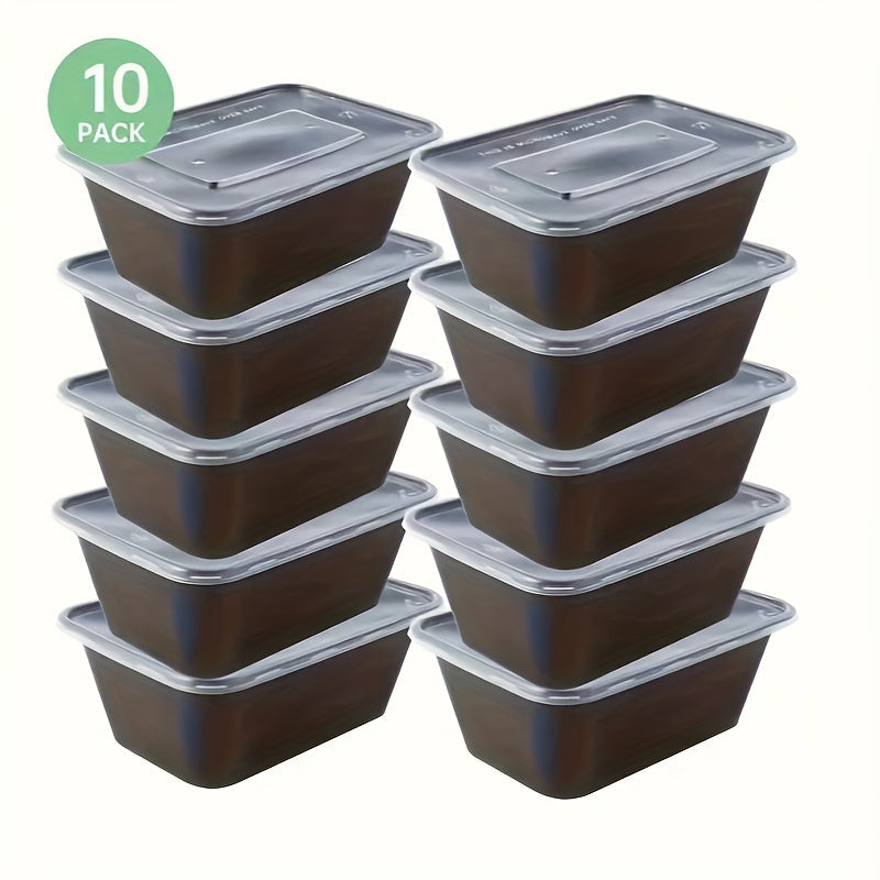 10, 30, or 50 pieces of 26oz plastic black boxes with lids. These rectangular food storage containers come with covers and are BPA free. They are stackable and leakproof bento boxes, safe to use in the microwave. Perfect kitchen gadgets and accessories