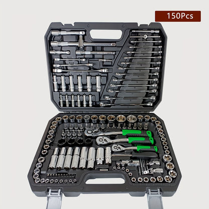 46/121/150/216pcs Steel Tool Set for Home, Garage, Car, Motorcycle, Bicycle. Uncharged, battery not included. Comes in 4 combinations, ideal gift for father.