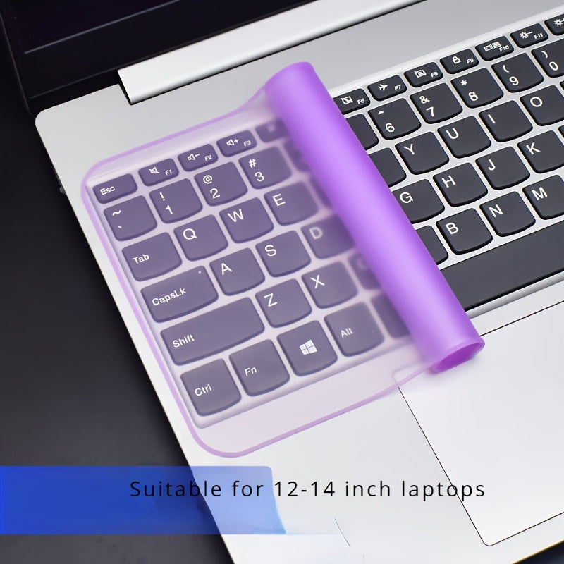 Waterproof and dustproof silicone keyboard protector for 30.48-35.56 cm laptops, easy to clean and durable.