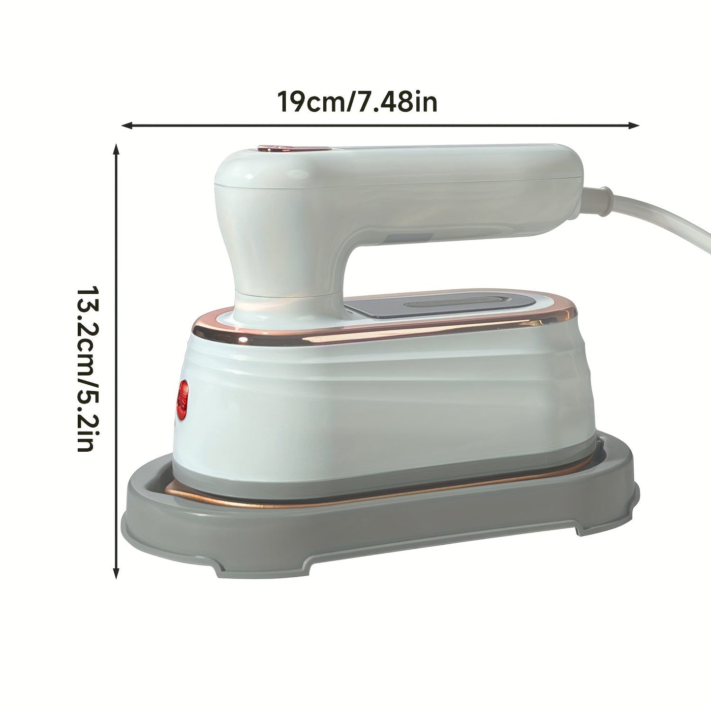 Black and white portable handheld steam ironing machine perfect for travels and dorm rooms. Quickly iron your fabric clothing and shirts on-the-go. Great as a travel gift or dorm room essential.