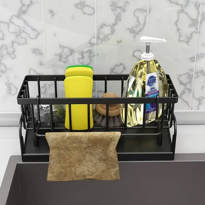 Our durable, multifunctional plastic kitchen sink storage box is designed to efficiently store household cleaning tools, with a built-in dishcloth holder and sponge drain. No power is required for this convenient storage rack, suitable for organizing