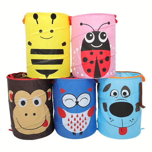 1 piece of Cute Design Large Toy Basket Organizer, Storage Bin for Toys, Clothes, and Clothing, Collapsible Laundry Basket in Beetle, Bumblebee, Owl, or Monkey design for Kids.