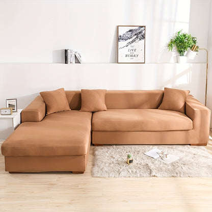 Modern sofa cover with non-slip elastic band, machine washable, made of 95% polyester and 5% spandex. Compatible with various sofa sizes, no printing, stitched craftsmanship, fabric weight of 100-120 g/m².