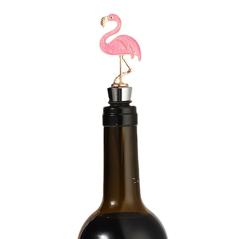 1 piece Flamingo Bottle Stopper for wine lovers and home bars, made of resin for decoration and gifting.