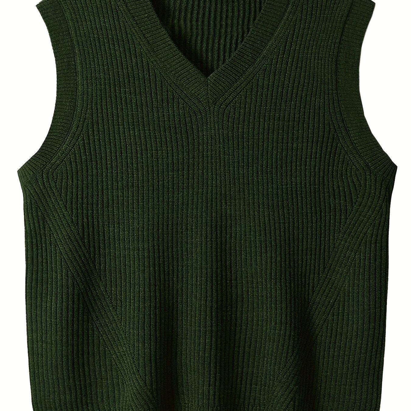 Oversized solid knit vest sweater for plus size men, perfect for spring and autumn, trendy sleeveless style for males.