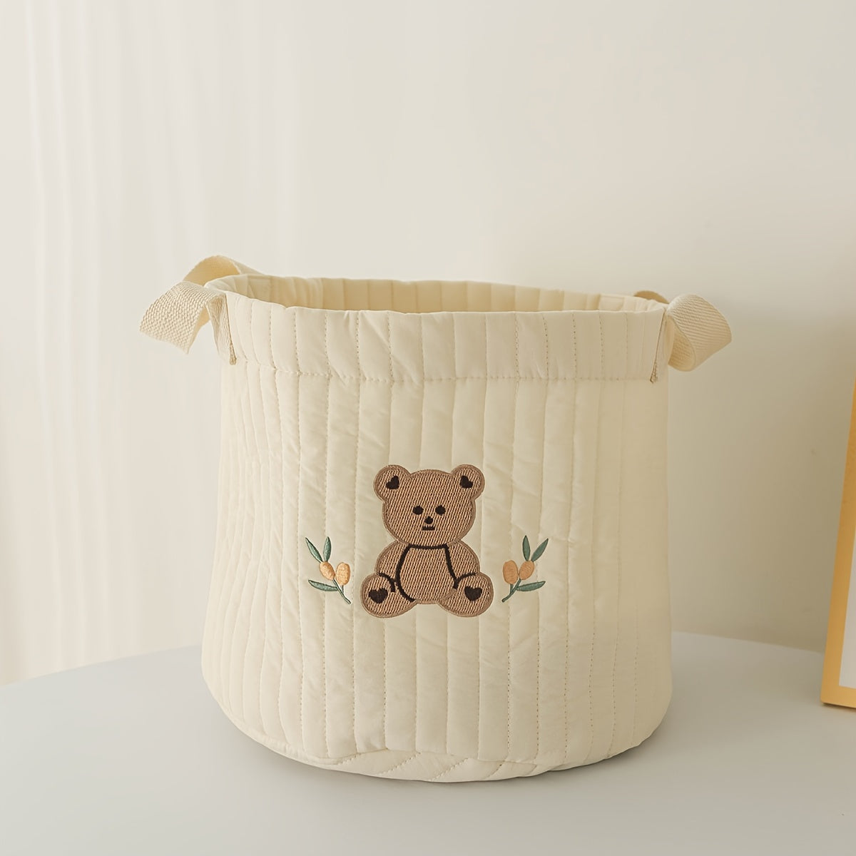 Teddy Bear-themed Storage Basket for Diapers, Toys, and Nursery Bedding - Made of Durable Polyester Fabric, Foldable Container for Ages 14 and Up