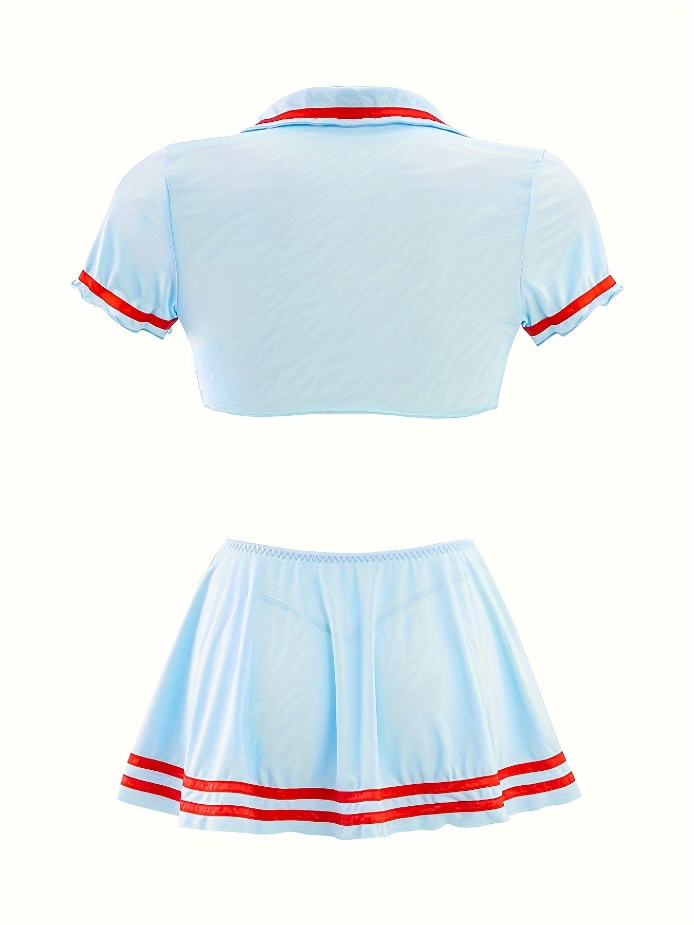 Women's sexy nurse costume with hat, top, underwear, and skirt.