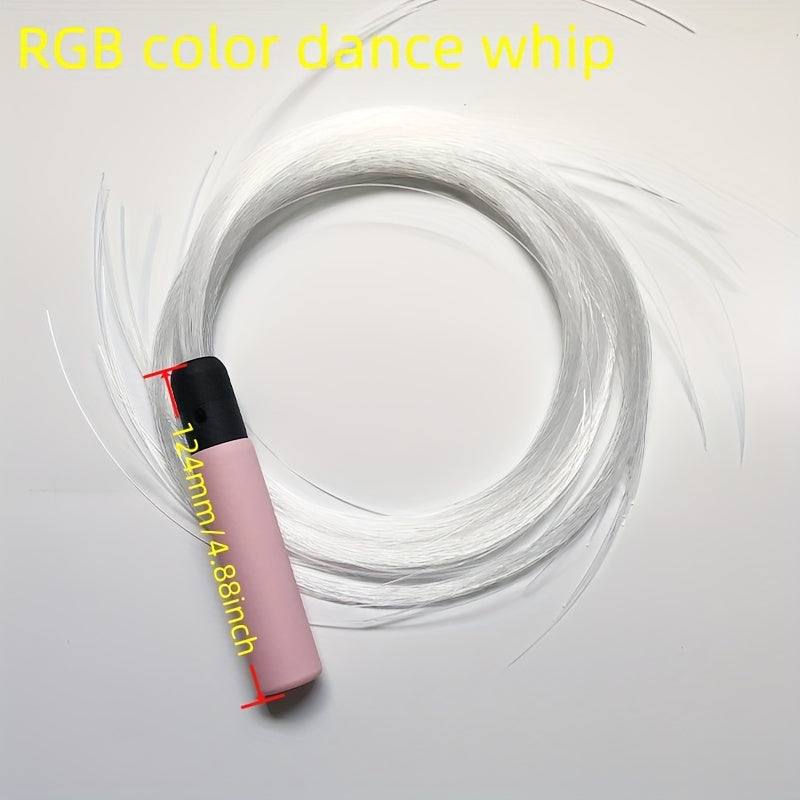 Rechargeable LED dance whip with RGB fiber optic strip light, 7 color options