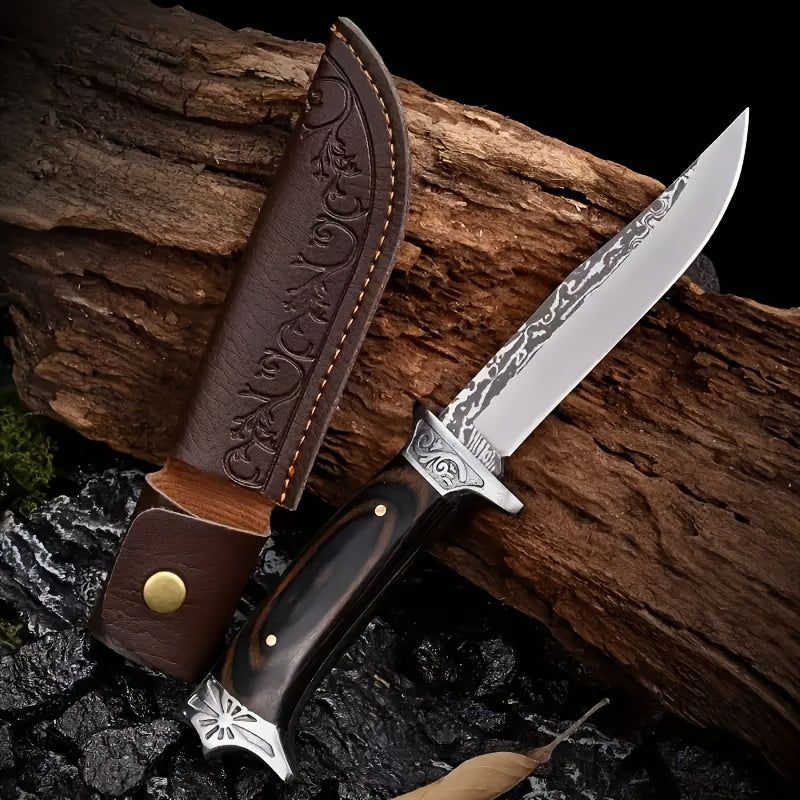 Sophisticated Knife Holder in Faux Leather with Stylish Stitching - Perfect for Outdoor Activities such as Hunting, Camping, and Hiking - Ideal Christmas Gift, Knife Sold Separately