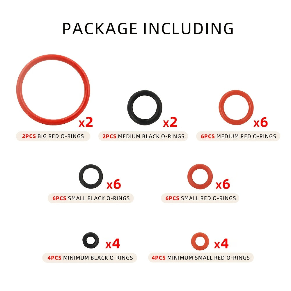 Sealing rings made of silicone, designed to fit Philips Saeco, Spidem, Gaggia, Krups, Solis coffee machines. These rings are compatible with the support valve, steam valve, and outlet valve in the brewing group, making them essential spare parts for your