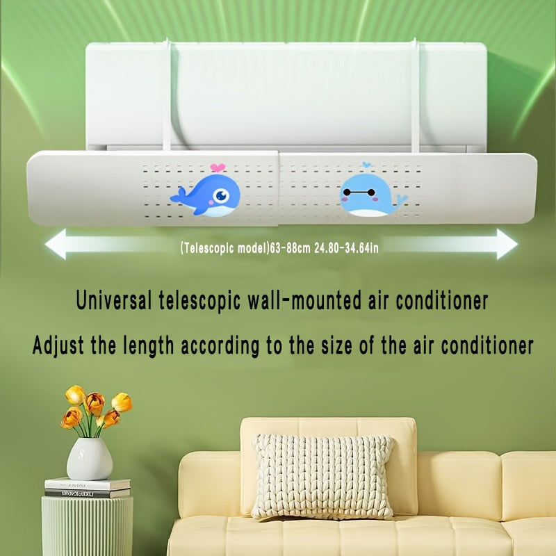 Telescopic Polypropylene Air Conditioner Deflector Shield - Universal Model for Home and Office Use, No Electricity Required