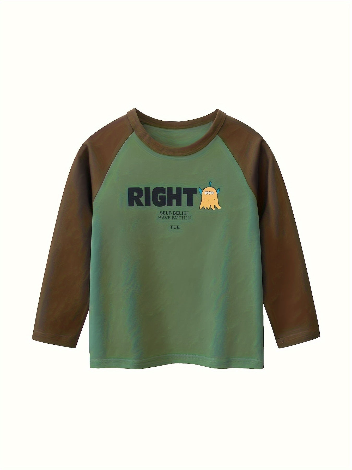 4 boys' cotton long sleeve T-shirts with cartoon print and crew neck, ideal for spring/fall.