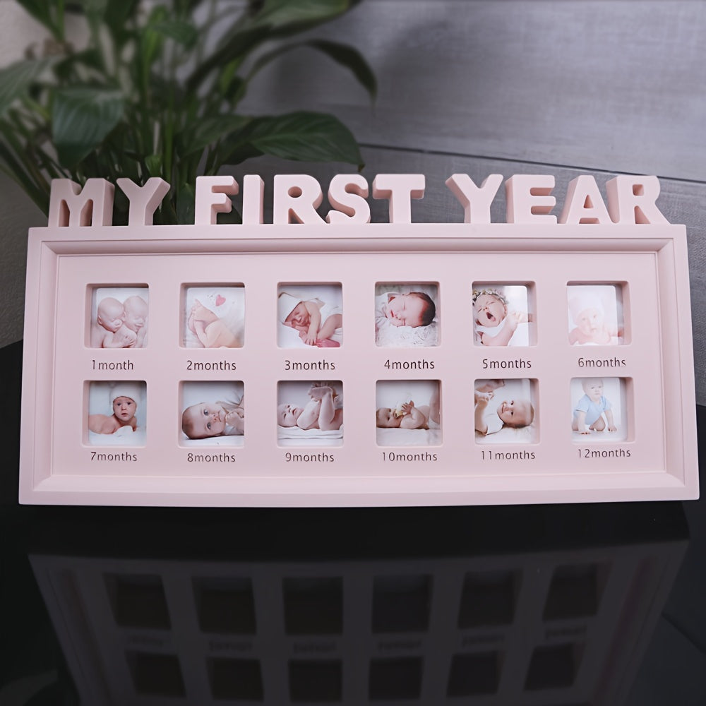 This Growth Photo Frame is perfect for your little one's first year! Made from durable polyvinyl chloride material, it features a single frame design with a 12 month milestone display for both wall and tabletop decor. Ideal for children ages 14 and up.