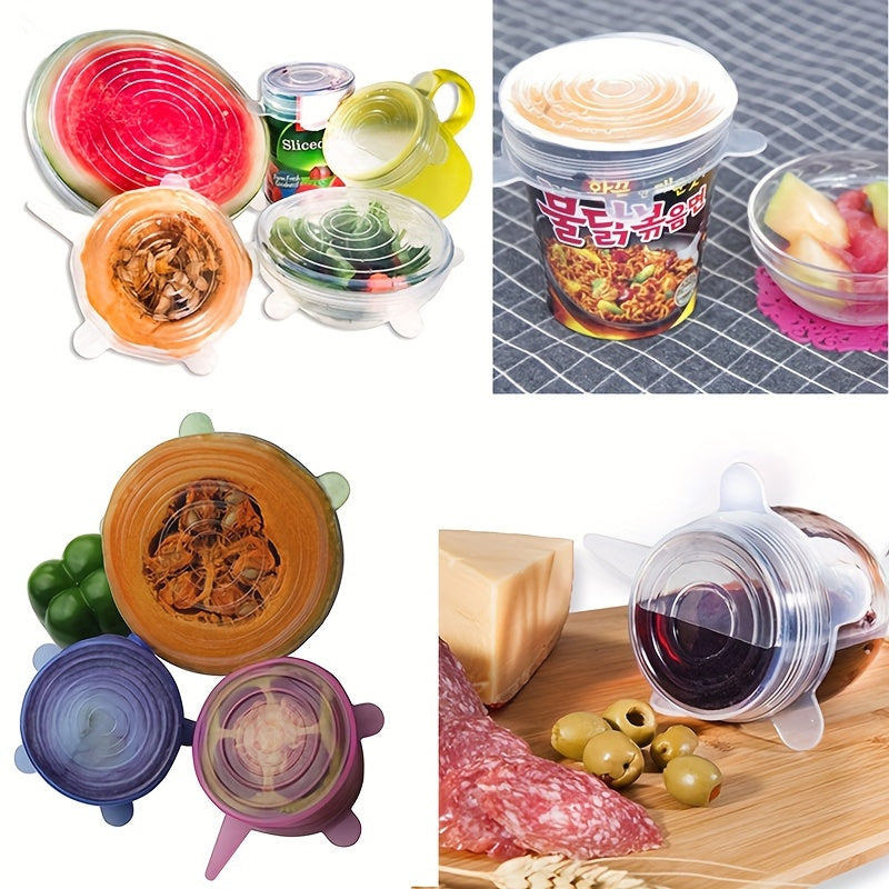 Keep your food fresh with this set of 6 reusable silicone food covers. These square, stretchable, and dishwasher safe lids are perfect for bowls, plates, and containers. Say goodbye to wasteful plastic wrap and keep your fruits and vegetables fresh with