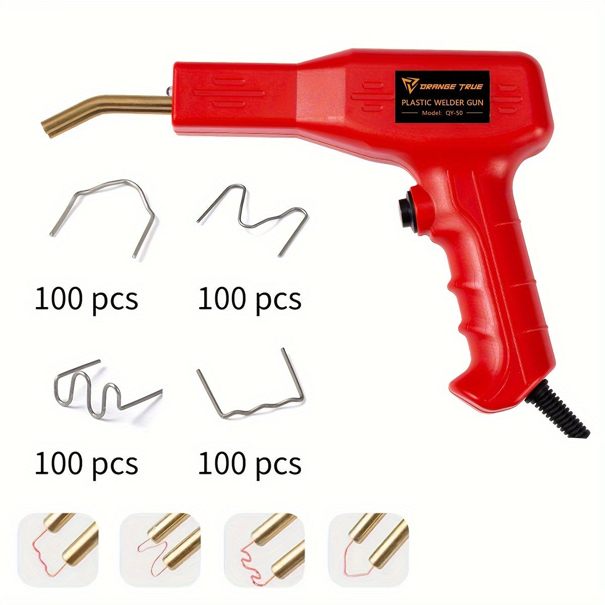 50W High Power Plastic Welding Gun with One-Click Heating, ideal for car bumper repair. Comes with Hot Stapler Welding Machine and EU Standard Plug, operates at 220-240V.