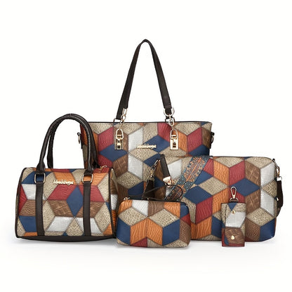 5 fashionable patchwork crossbody handbags, perfect for commuting and office use.