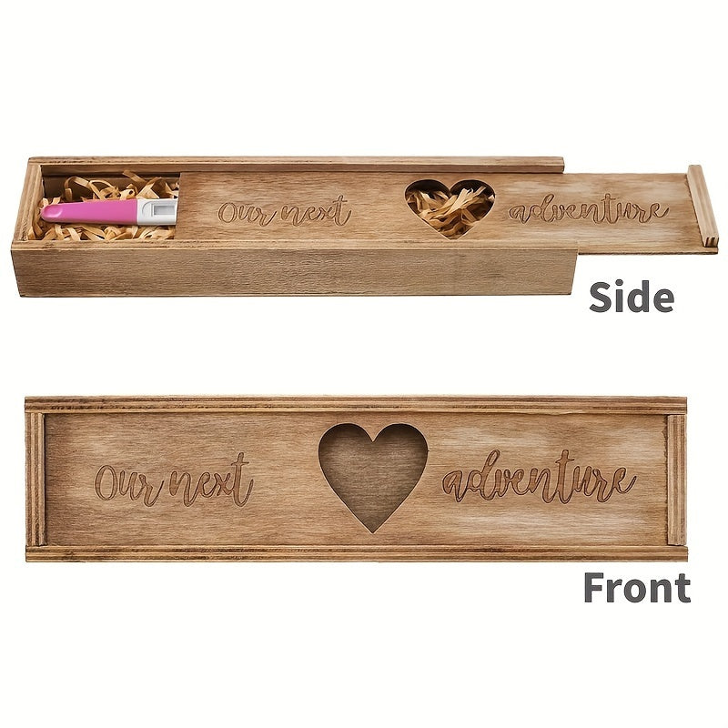 Creative wooden keepsake box designed for displaying pregnancy tests, organizing jewelry, announcing pregnancy for new moms, gifting at baby showers, and storing memories. Suitable for ages 14 and up.