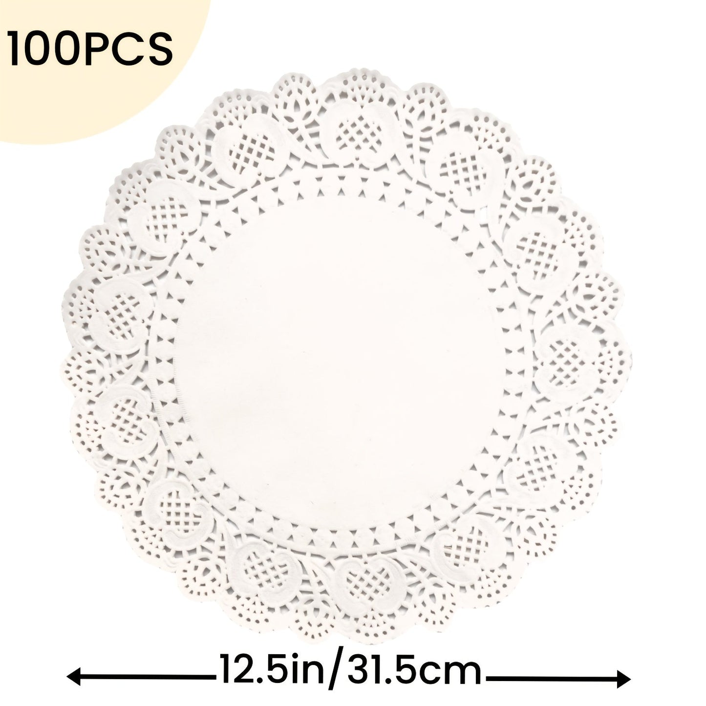 100 Elegant White Lace Paper Doilies in Various Sizes - Suitable for Food Use, Single-Use Table Mats for Desserts, Coffee, and Cakes - Perfect for Special Occasions like Weddings, Birthdays, and Graduations - Sturdy and Ornamental with Delicate Lace