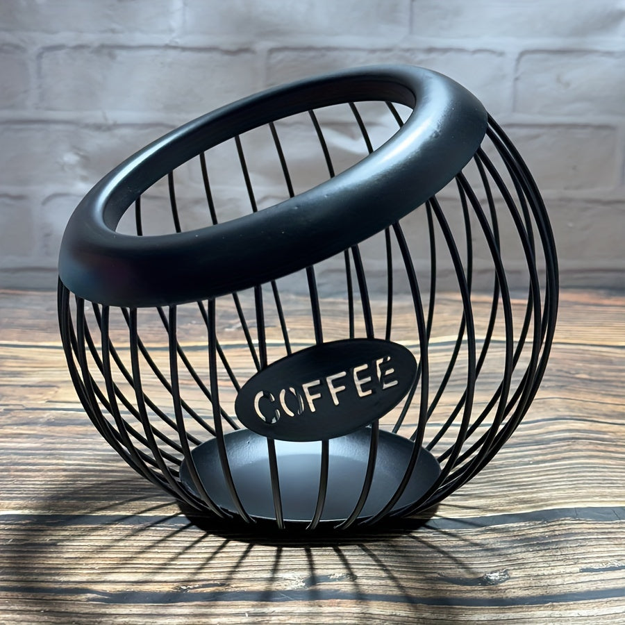 Slanted coffee capsule basket made of iron, perfect for organizing your coffee capsules on your home living room coffee table. Adds a stylish touch to your decor, suitable for use in cafes and bars.