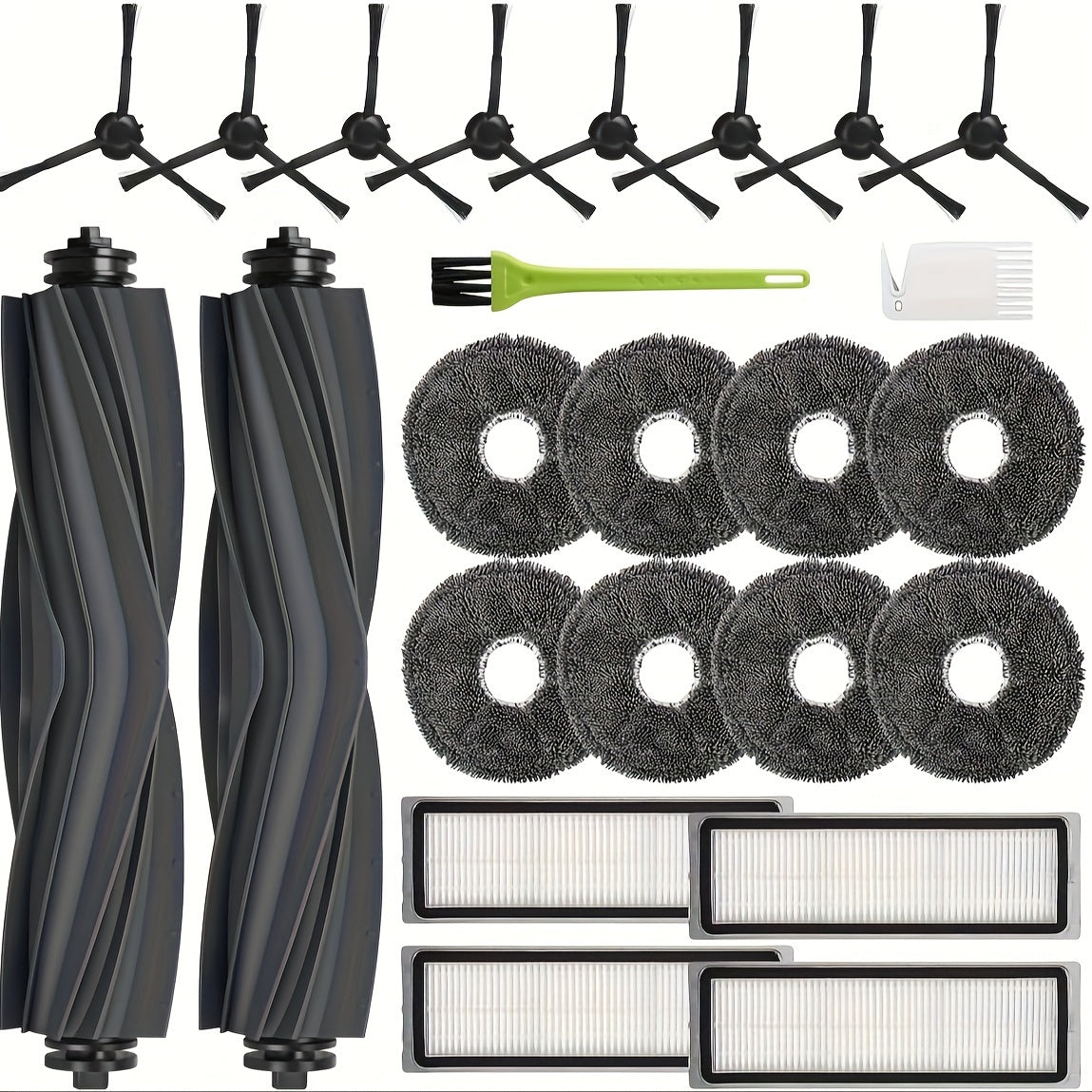 Replacement parts set for Dreame L10s Ultra/L10 Ultra/L10s Pro robot vacuum cleaner, includes 2 main brushes, 4 HEPA filters, 8 side brushes, and 8 mop pads.