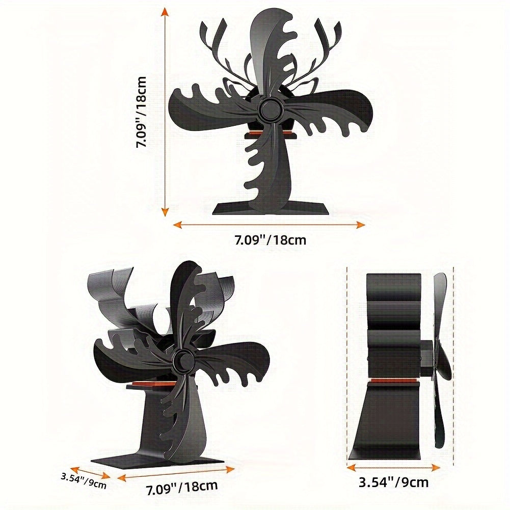 Efficiently distribute heat with the Christmas Reindeer 4-Blade Fireplace Fan, a portable mini heater perfect for winter home use.