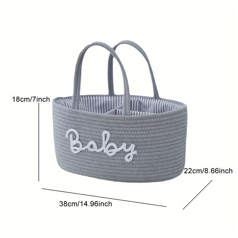 One-piece Woven Storage Basket with Mommy Bag, Removable Inner Cotton Rope Woven Storage Basket, Dry and Wet Separation Storage Bag, Perfect for Room Decor and Home Decor