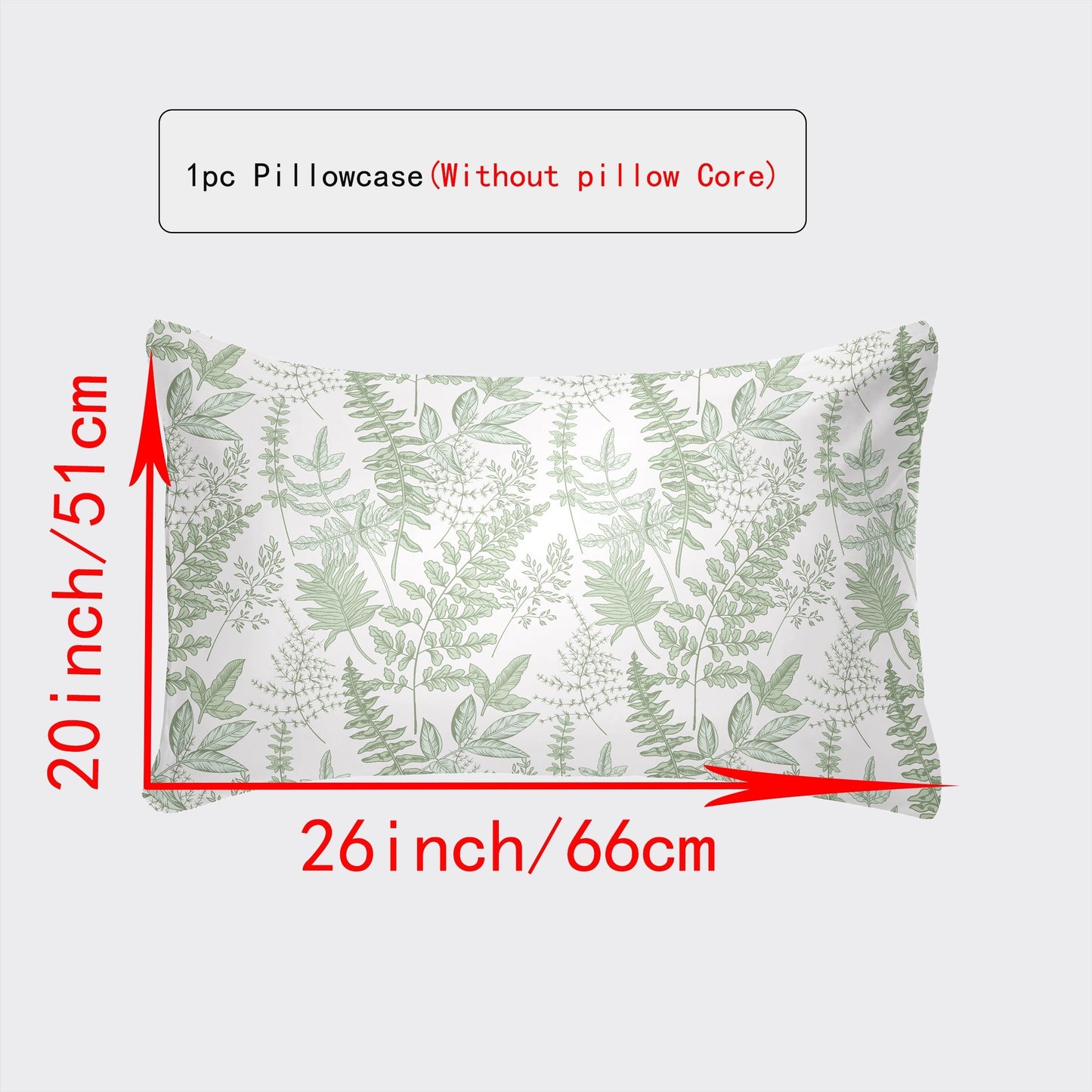 Luxurious Pillowcase with Envelope Closure - Available in Various Sizes (30x50cm to 50x75cm) - Stylish Designs in White, Gray Plaid, Red Plaid, Green Botanicals, Leopard Print, and Geometric Patterns - Suitable for Every Season, Great for Home Decor Gifts