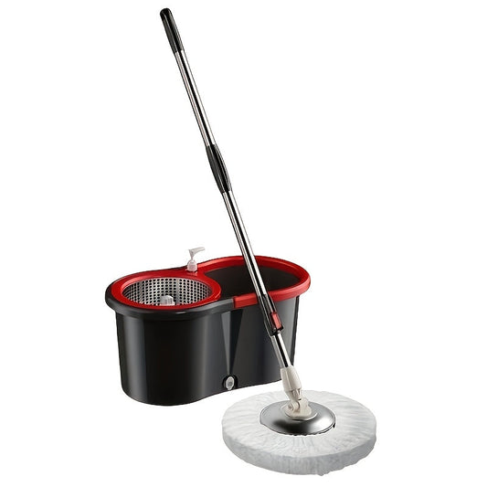 This set includes two microfiber mop heads for 360° rotating mop and bucket set. The stainless steel handle is durable and the dual wet and dry floor cleaning kit is perfect for home and office use. Made with plastic material, this set is ideal for