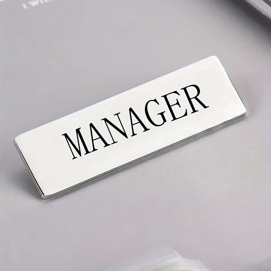 Unique Personalized Name Tag Pin – Sophisticated Stainless Steel Badge with Custom Engraving, Simple and Elegant Design, Fun Slogan Option for Company Identification – Square Badge Ideal for Executives and Industry Experts.