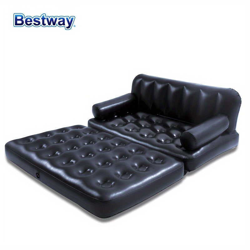 Bestway Double Inflatable Sofa in Classic Black PVC with Backrest for Outdoor Use, Camping, and Lawn Decor by BESTWAY