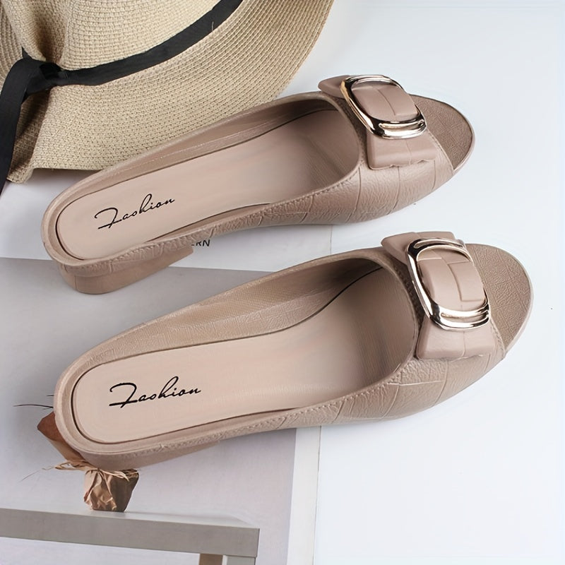 Women's stylish PVC slide sandals, summer open toe shoes with soft sole.