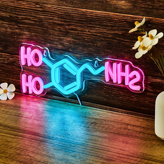 Dopamine Symbol back plate neon light for walls. Perfect for parties, bedrooms, game rooms, sports festivals, and gifts. Powered by USB.