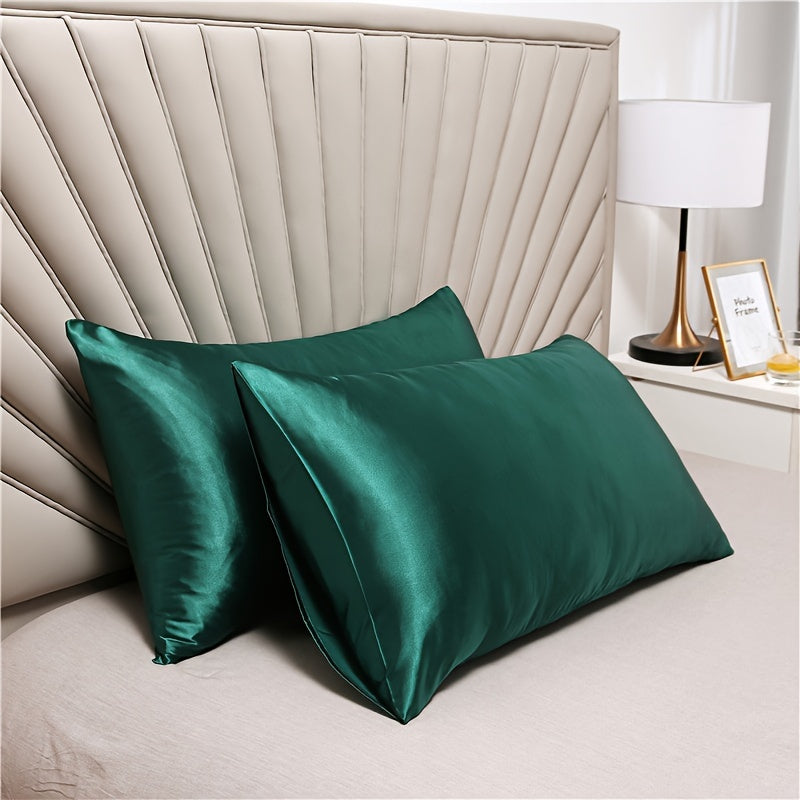 Two pieces of satin pillowcases (pillow core not included), featuring soft and breathable fabric, high-quality envelope design for protecting pillows in bedroom, sofa, or home decor.