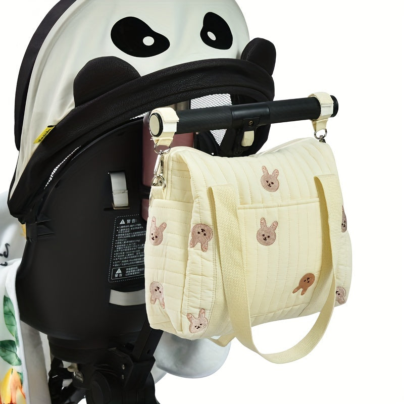 Newly designed Embroidered Mommy Bag: Thickened and spacious Mother and Baby Diaper Bag with built-in Milk Bottle organizer. Can also be used as a Handbag or a Multi-functional Baby Stroller Hanging Bag. Perfect gift for Halloween, Thanksgiving, or