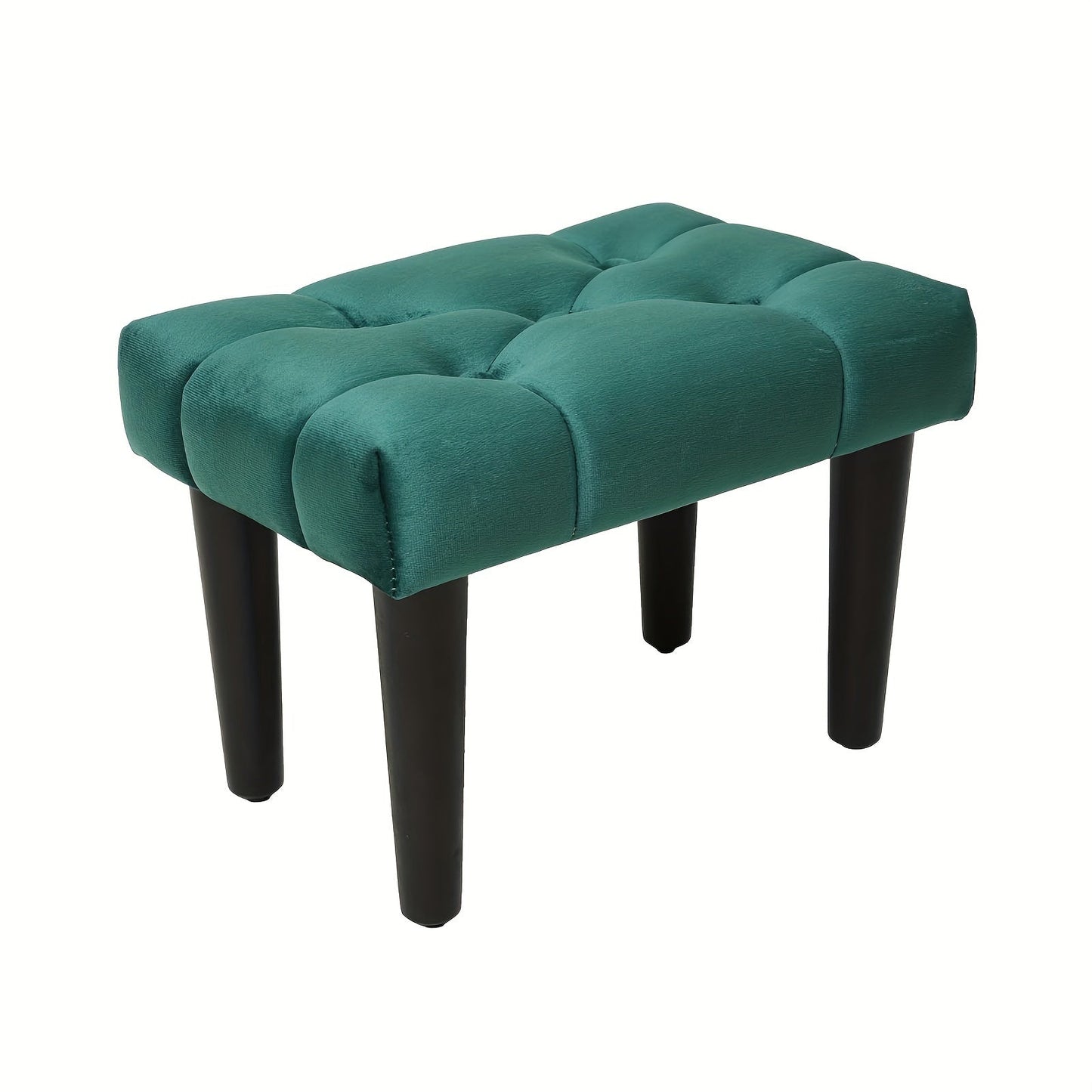 Small Footstool Ottoman, Velvet Soft Ottoman with Wood Legs, Perfect for Extra Seating in Living Rooms, Entryways, and Offices