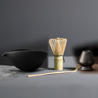 Set of 4 Matcha Ceremony Accessories - Includes Bamboo Whisk, Scoop, and Bowl Holder - Great Gift for Japanese Tea Enthusiasts, Perfect for Holiday Celebrations and Grandparents Day, Complete Japanese Tea Set