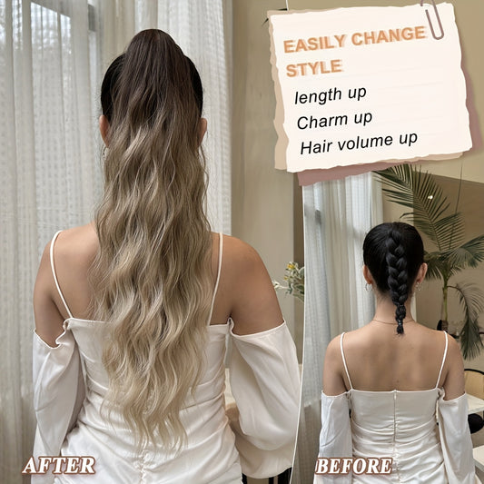 High-quality 24-inch ombre claw ponytail extension made from heat-resistant synthetic fiber, ideal for daily use by women.