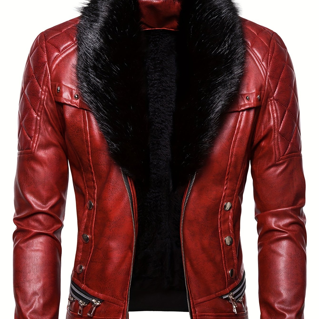 Middle Eastern style Men's jacket with detachable fur collar.