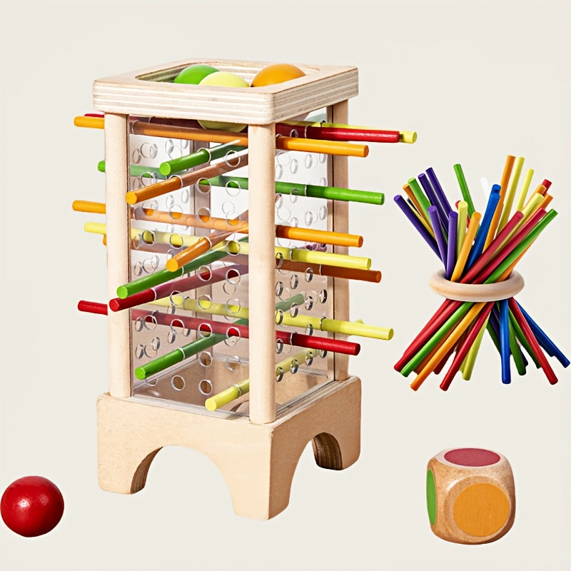 Wooden stacking game for children aged 3 and above, promotes color and shape recognition, spatial thinking, and logical analysis. Perfect for parent-child interactive play and holiday gift.