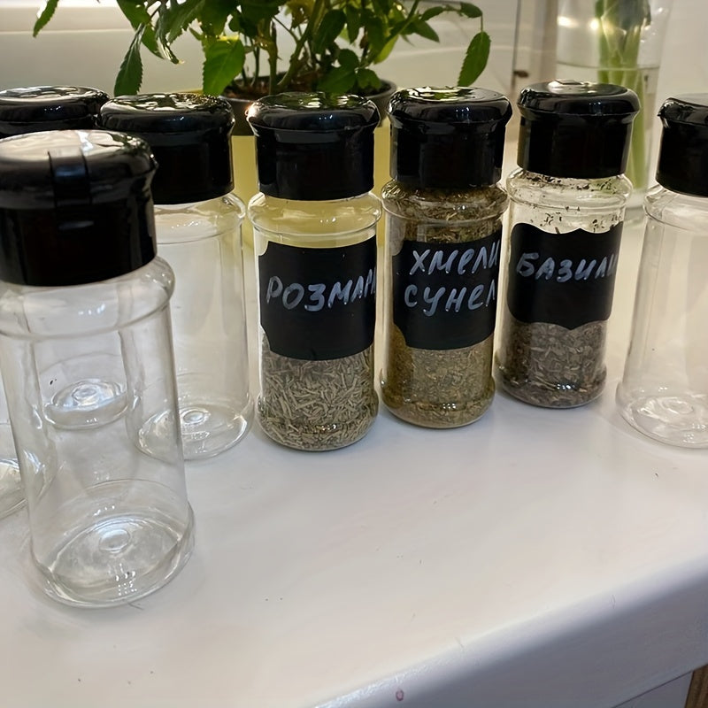 10 pieces of 100ml transparent PET plastic seasoning bottles for pepper, cumin, and chili powder.