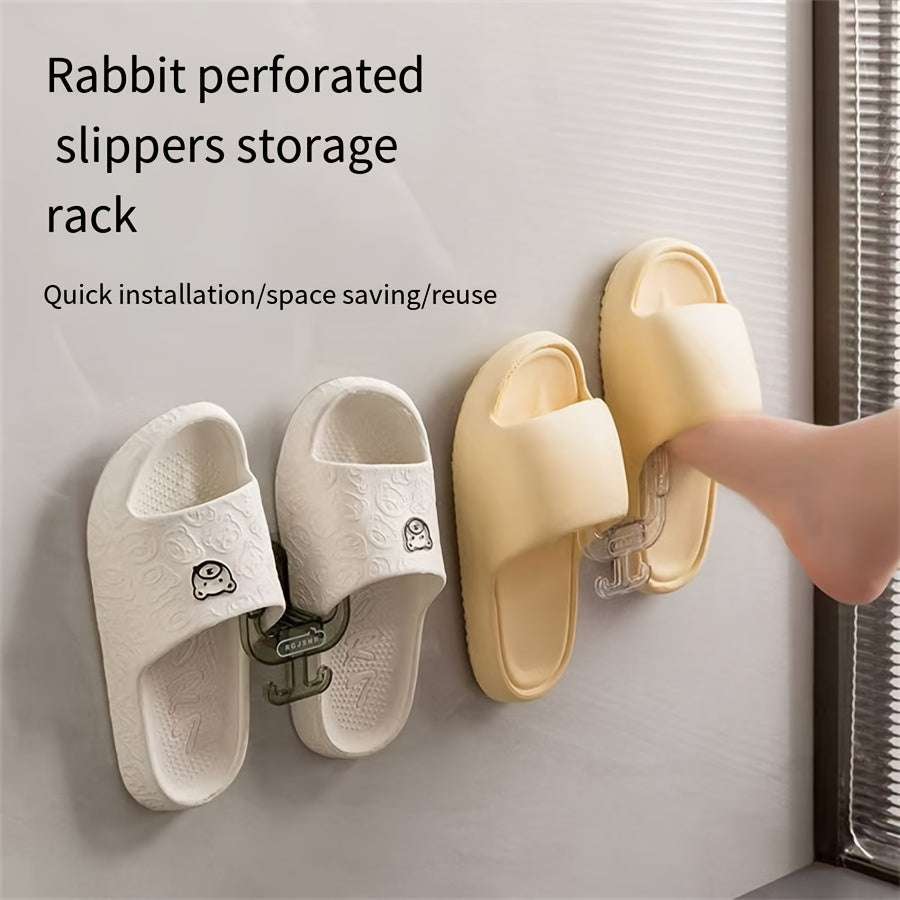 Innovative Wall-Mounted Organizer for Slippers and Towels - Easy Installation, Space-Saving Design, Versatile Bathroom Storage Solution for Home and Hotel, Durable Plastic Material