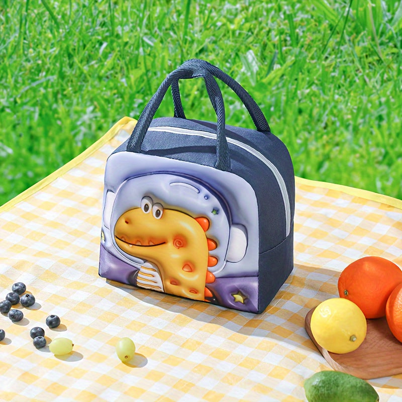 Cartoon Animal Print Lunch Bag - Keep Your Food Fresh and Insulated! Perfect for Students and Office Workers. Made from Waterproof Polyester with Foil Lining, Easily Hand Washable.