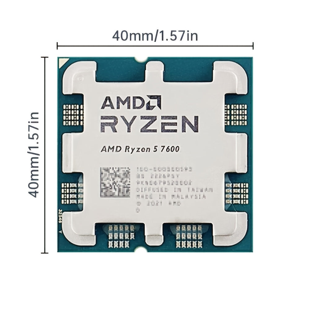 AMD Ryzen 5 7600 ЦПУ для игровых настольных ПК, 6 ядер, 12 потоков, без вентилятора радиатора