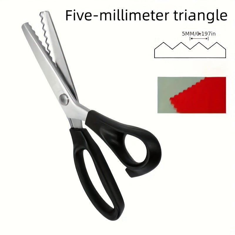 Stainless steel pinking shears with serrated edge for fabric and craft. Comfort grip handle for right & left-hand use, age 14+.