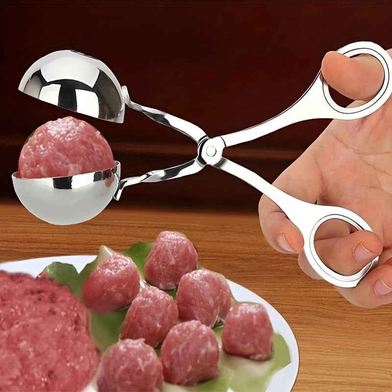 Stainless steel meat ballers with anti-slip handles for making meatballs, rice cakes, cookie dough scoops.